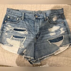 American Eagle Outfitters Light Blue Distressed Jean Shorts